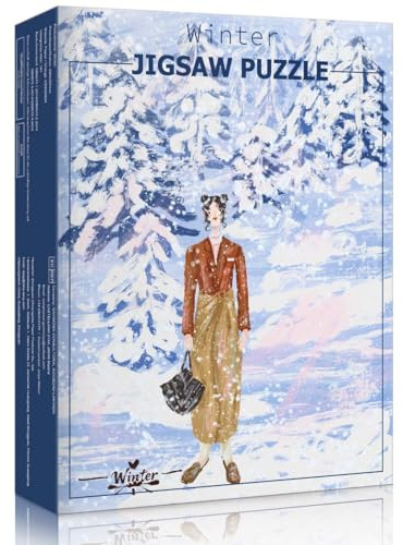 HUADADA pussel 500 delar, klassiskt pussel 500 bitar vuxna familjeinteraktiva pussel present vinter