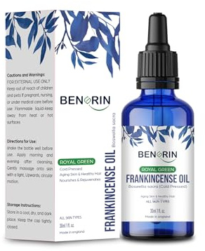 Frankincense Essential Oil, 30ml 100% Pure Organic Boswellia Sacra Therapeutic Grade for Aromatherapy Skin Care Relaxation and Meditation Cold Pressed - not Chemical and not a Strong Odor.