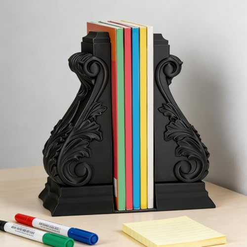 Paire de serre-livres décoratifs en forme de colonne romaine - Noir
