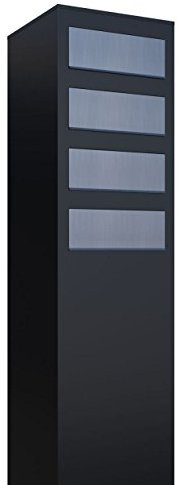 Briefkastenanlage, Design Briefkasten Monolith for Four Schwarz/Edelstahl - Bravios