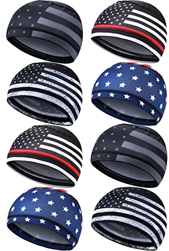 Geyoga 8 Pcs Skull Cap Cooling Cap Bulk Helmet Liner Sweat Wicking Running Beanie Head Wrap Cycling Bandana for Men Women(Classic Style) Multicoloured