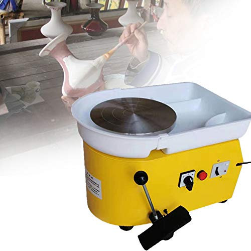 HGJDKSJ Tornio per Argilla, Strumento per Argilla Fai-da-Te con Controllo Manuale E Design a Pedale E Lavello Mobile, per Lavori in Ceramica con Argilla,Yellow