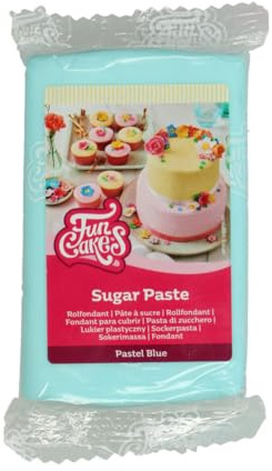FunCakes Pasta di Zucchero Pastel Blue: facile da usare, liscia, flessibile, morbida e pieghevole, perfetta per decorare torte, halal, kosher e senza glutine. 250 gr