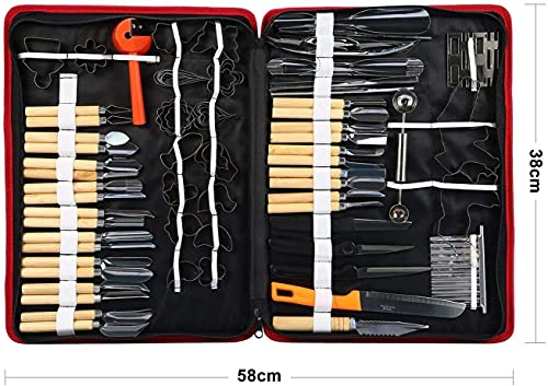 ele ELEOPTION 80-teiliges kulinarisches Schnitzwerkzeug-Set Obst Gemüse Lebensmittel Garnieren/Schneiden/Schneiden Cutting Werkzeugset-Paket