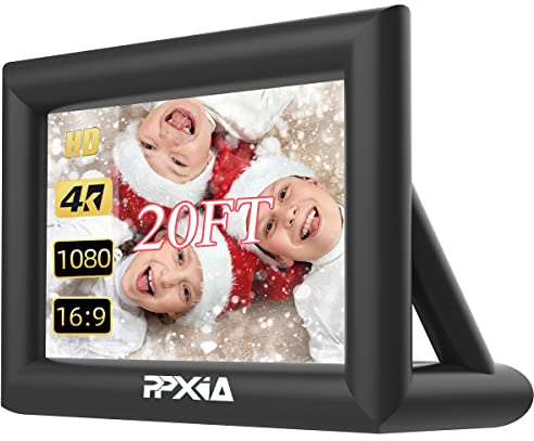 PPXIA Aufblasbare Beamer Leinwand Mega Projektion Leinwand mit Stand und Gebläse, Vorder-und Rückprojektion Indoor Outdoor Projector Screen Tragbare Blow Up Filmleinwand 16: 9 für Heimkino (20FT)