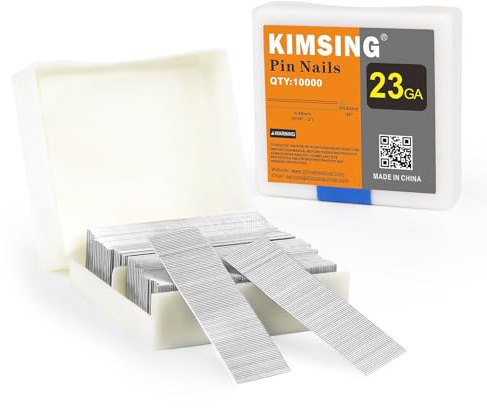 KIMSING P620SS Lot de 9 000 clous en acier inoxydable de calibre 23, 20 mm, clous pour pistolet à ongles pneumatique, travaux du bois légers, bricolage