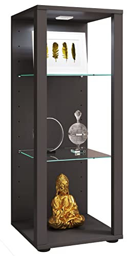 VCM Glasvitrine Stehend Mit ESG-Sicherheitsglas | Maße ca. H. 90 x B. 35 x T. 35 cm | Modern und Platzsparend | Vitrinenschrank – Glasol M