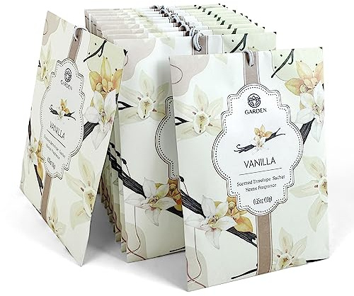 Vanilla Scented Sachets - 12 Pack, Long-Lasting Home Fragrance Sachet Bags, Large Fresh-Scented Packets, Sachets for Drawers and Closets