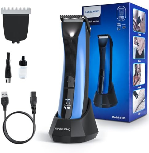 Intimrasierer Mann, Körperrasierer Herren mit LED-Licht und Display, IPX7-Wasserdicht Haarschneider, Nasse/Trocken Bodygroom, Trimmer mit extra Keramikklingen