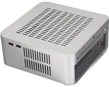 Mini Computer Case, Aluminium HTPC Chassis with Full Openings, Mini ITX Desktop Computer Case, Silver