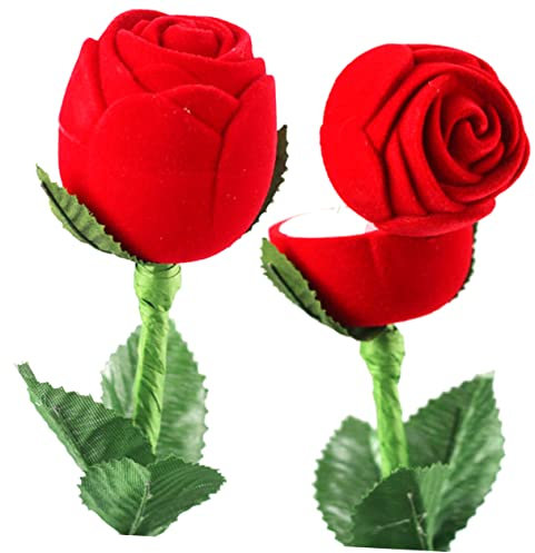 PRETYZOOM 2 Stücke Flanell Rose Schmuck Boxen Engagement Fällen Für Braut Dusche Präsentieren