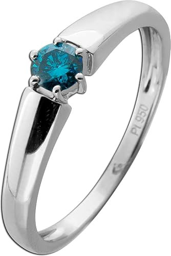 Ch.Abramowicz Brillantring Platin 950 blauer Diamant 0.25ct Verlobungsring 19