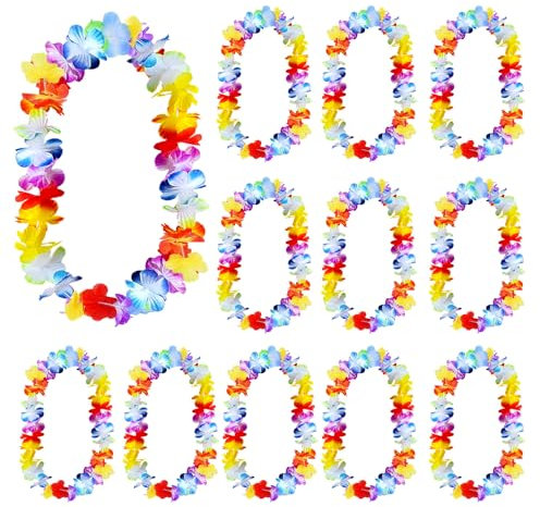 LUMOOM Chaînes de fleurs hawaïennes - Guirlandes décoratives - Pour fête de piscine - Accessoires de fête tropicale