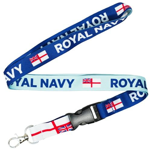Royal Navy Lanyard – UK Naval Ensign Flag ID Badge Holder | Military, Veteran, Maritime, Work & Gift Use