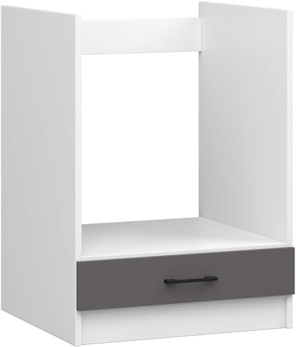 AKORD Herdumbauschrank Ofenschrank OLIWIA S60 60 cm | mit 1 Tür | Küchenschränke | Für kleine Küche | Für eine Küchenzeile | Als Teil eines Sets | B60 x H82 x T55 cm | 20,70 kg | Weiß & Graphitgrau