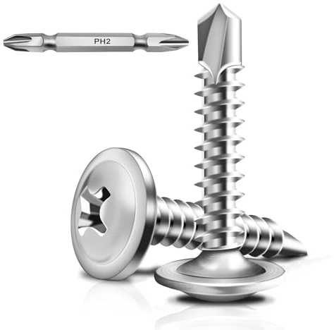 Wavanta 50Pcs M4.8 x 16mm Self Tapping Screws for Metal | 410 Stainless Steel Truss Head Self Drilling Screws, High-Strength Sheet Metal Screw with Screwdriver Bit