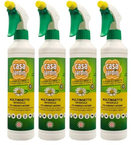 Multinsetto Universale per Ambienti Interni, Insetticida Pronto All'Uso in Base Acqua con Piretro di Origine Vegetale, 400ml (4 Unità)