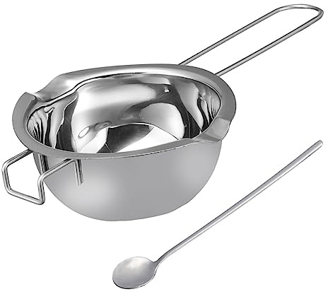 STOBAZA Sartén para Derretir Cera Crisol De Fusión 400 Ml Acero Inoxidable 201 Calentamiento Uniforme Práctico para Cocinar con Espátula Ergonómica