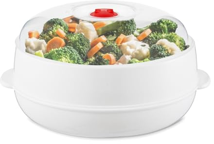 Microwave Steamer - Plastic Vegetable Steamer with Lid, BPA Free, Cookware, Healthy Cooking Quick Fast（Single-layer）