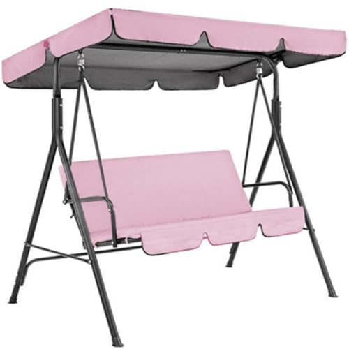 Swing Canopy Replacement Cover and Swing Cushion Cover, 2/3 Seat 210D Thickened Oxford Waterproof, for Porch Patio Garden Seat(Pink,3 Seater:75x52x6in)