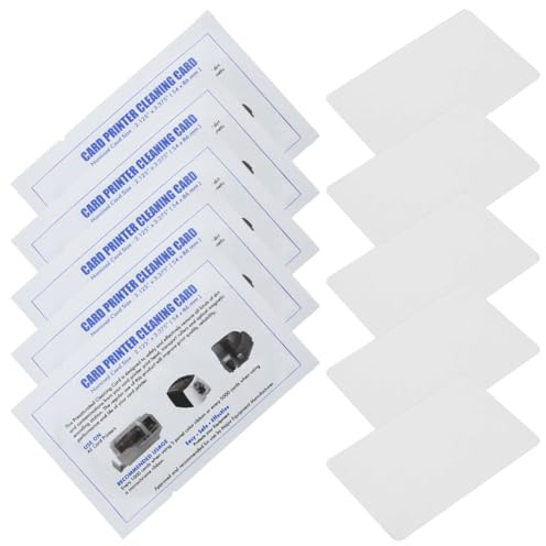 DOKRIN Mikrofasertücher & Reinigungsstäbchen,5 weiße PVC-Reinigungskarten für Drucker, Magnetköpfe und Kartenleser