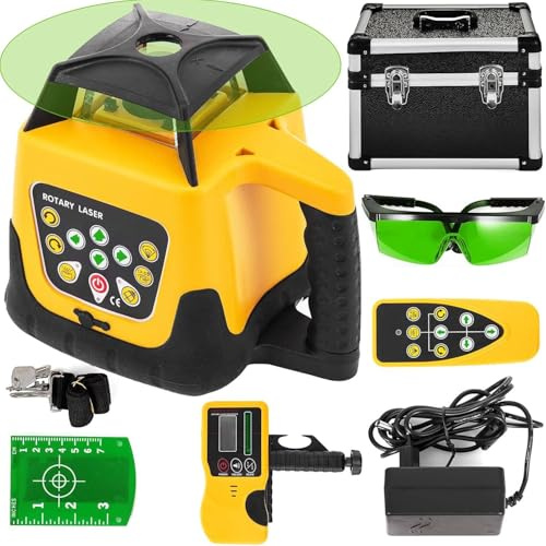 Kit de niveau laser rotatif avec récepteur et support de détecteur pour nivellement de construction