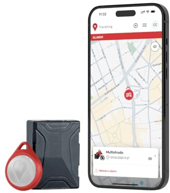Trackting One – Dispositivo GPS Antirrobo para Coches Y Motos | Localizador GPS para Coche, Moto, Vehículos | Sim Integrada (4g/2g) – Suscripción Requerida | Sin Cables, Larga Duración De Batería