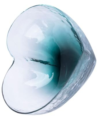 VICASKY Heart-Shaped Glass Dessert Bowl Small Ink Blue Fruit Holder Multi-Functional Salad Serving Dish for Household Kitchen Table Decoration and Snack Storage