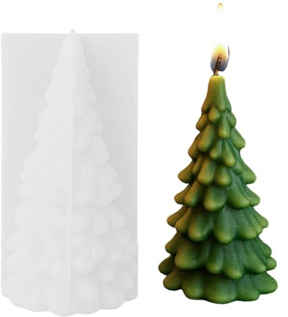Silikonform Weihnachten Kerzenform Tannenbaum 3D, Silikonformen Gießformen Weihnachten Weihnachtsbaum, Kerzenformen Silikon zum Gießen, Kerzen Silikonformen, DIY Gips Gießformen Silikon Gießform (A3)