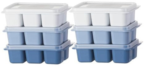 VICASKY 6 pièces Bac à Glaçons Plastique avec Couvercle Moule à Glaçons Compartiments Pudding Démoulage Facile pour Congélateur Maison