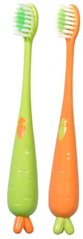 Brosse à Dents Enfant - 2 Unités en Forme de Carotte Soies Douces pour Soin Gingival,Nettoyage Gencives Manuel Soin Dentaire 3+ Filles Bébés Voyage Salle de Bain Douche