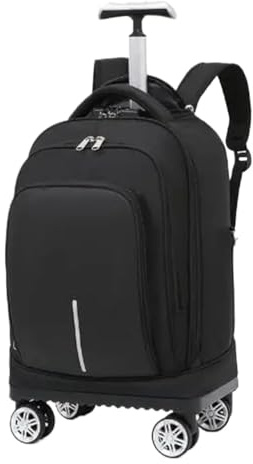 ZYAYNG skolväska med hjul skola rullande ryggsäck vagn väskor spinner resväska handbagage 50 cm män resor för resor, Svart, En storlek, bohemisk
