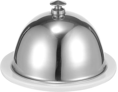 CLISPEED Beurrier en Céramique Rond avec Couvercle en Inox Assiette à Condiments Compacte pour Beurre Fromage et Desserts Vaisselle Légère pour Restaurants et Traiteurs Facile à