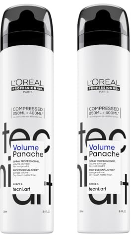 L'Oréal Professionnel Poudre sèche en spray pour tous les types de cheveux, Volumisant et Texturant, Tecni.ART Volume Panache Compressed 2 x 250 ml