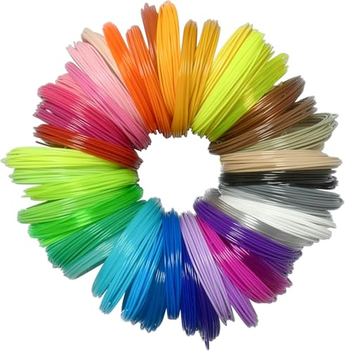 3D Stift Filament PLA 1,75 mm, 20 Farben x 5m Nachfüllungen für 3D Druckstift, Kompatibel mit MYNT3D & SCRIB3D, 3D Stift Zubehör für Kinder, Basteln, DIY & Kreative Projekte