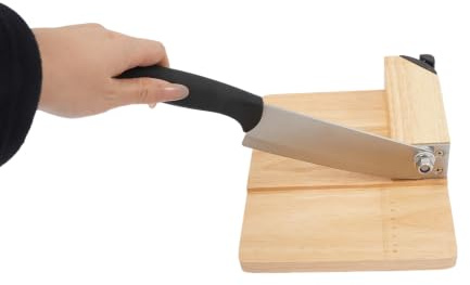 Guillotine Slicer Manual Food Slicer with Rubber Wood Base Slicer & Scale - Multi Purpose Bacon Slicer, Bread Slicer, Cheese Slicer, Ham Slicer & Manual Food Cutter for Home Kitchen Deli