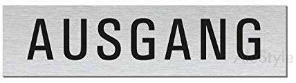 Türschild Ausgang 160x40 mm Aluminiumschild Edelstahl-Optik vollflächig selbstklebend 27069-S