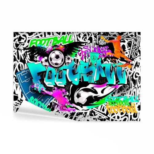 decomonkey Fototapete Graffiti Fußball 350x256 cm XL Tapete Fototapeten Vlies Tapeten Vliestapete Wandtapete moderne Wandbild Wand Schlafzimmer Wohnzimmer Jugendzimmer Ball