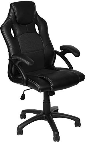 Panorama24 Gamer Stuhl Gaming Schreibtischstuhl Chefsessel Bürostuhl Ergonomisch, Schwarz, 9 Farbvarianten, gepolsterte Armlehnen, Wippmechanik, belastbar bis 150 kg, Lift TÜV geprüft