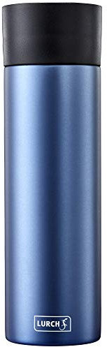 Lurch 240985 Isolierbecher / Thermobecher mit Einhandbedienung für heiße und kalte Getränke aus doppelwandigem Edelstahl 0,5 l, denim blue, 1 Stück (1er Pack)
