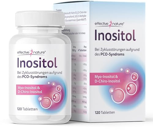 effective nature Inositol Tabletten 120 Stück - Myo & D-Chiro im Optimalen Verhältnis - Mit 400 µg Folsäure & 1,4 mg Vitamin B6 pro Tagesdosis - Vegan