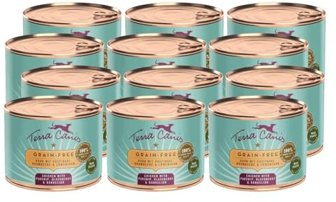Terra Canis Huhn mit Pastinake, Getreidefrei Nassfutter für Hunde, 12x200g | 100% Lebensmittelqualität aller Rohstoffe, mit frischem Fleisch, reich an Nährstoffen, getreide- und glutenfrei