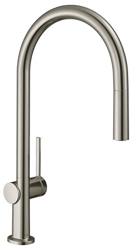 hansgrohe Küchenarmatur Talis M54 (Wasserhahn Küche mit Schlauchbox, 360° schwenkbar, ausziehbarer Auslauf, hoher Komfort-Auslauf 210mm, Standardanschlüsse) Edelstahl Finish