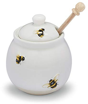 Cooksmart Bumble Bee - Barattolo per miele in ceramica con pigiamela, design britannico, per tutti i tipi di case o ristoranti