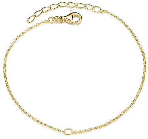 Materia Charms Armband Silber 925 - Damen Ankerkette Gold SA-123-Gold