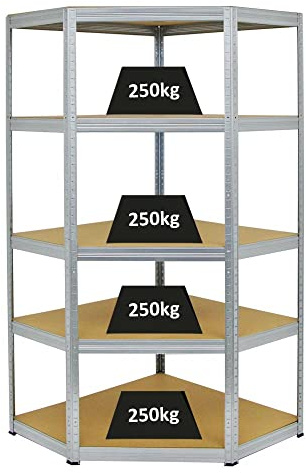 PROREGAL Eckregal Slim Elephant Verzinkt HxBxT 180x90x45 cm Fachlast 250kg Schwerlastregal, Kellerregal, Steckregal, Garagenregal