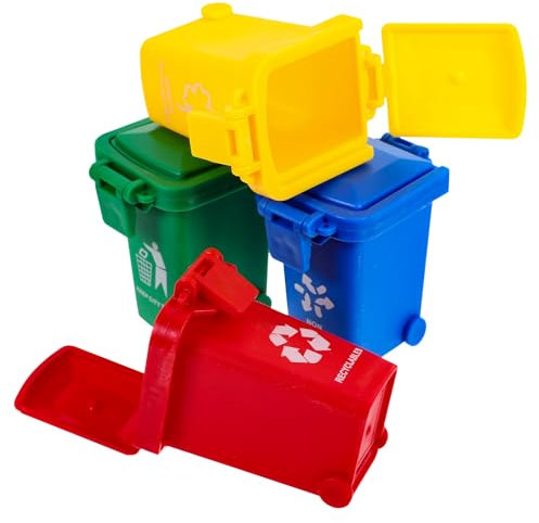 Happyyami 4-Pack Mini-Spielzeugfahrzeuge Die Müllwagen Sortieren Mülltonnen Kinder Schiebespielzeug Straßenfahrzeug Dekoration Modell Jungs-Spielzeug