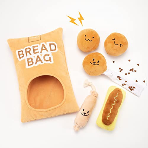 JOYELF Interaktives Hundespielzeug, Plüsch-Brotbeutel-Spielzeug für Hunde, langlebiges Versteck-Puzzle-Kauspielzeug, Nasenarbeitsspielzeug für kleine, mittelgroße Hunde
