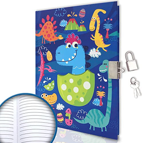 GINMLYDA Secret Diary for Boys with Lock, 7 x 5.25 Inches 160 Pages Girls Gifts Diary with Lock Dinosaur Boys Journal Kids Notebook for Girls Birthday Presents 6-10 Years Old