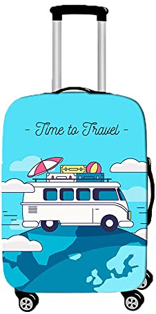 Hiseng Elastisch Kofferhülle Kofferschutzhülle 3D Urlaub Druck Koffer Schutzhülle Kofferüberzug Luggage Cover Reisetrolleyabdeckung für 18-32 Zoll Koffer (Bus,L (26-28 Zoll))